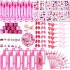 156PCS Pink Girls Party Favors - Little Girl's Birthday Supplies Set with Heart Glasses, Bubble Sticks, Bracelets, Stickers, and More  Ideal Goodie Bag Stuffers for Birthday Party Decorations view 1