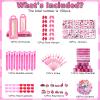 156PCS Pink Girls Party Favors - Little Girl's Birthday Supplies Set with Heart Glasses, Bubble Sticks, Bracelets, Stickers, and More  Ideal Goodie Bag Stuffers for Birthday Party Decorations view 3