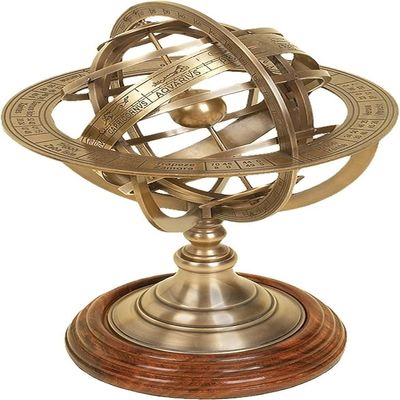 Antique Style Brass Armillary Sphere Astrolabe Nautical Marine Tabletop Globe, 7 Inch
