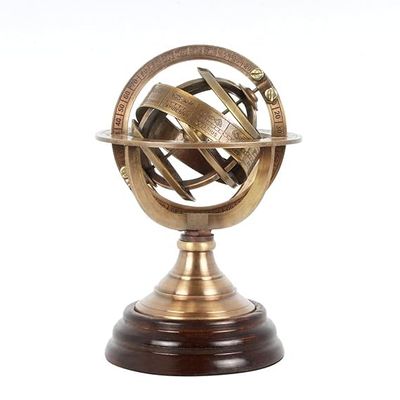 Brass Armillary Globe with Base, Nautical Brass Armillary Sphere World Globe, Table Decor Gifts, Vintage Home Decor Gifts