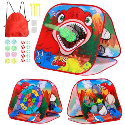 Bean Bag Toss Game Sets for Kids-3-in-1 Corn Hole Games for Kids,Kid Cornhole Game Set,Outside Backyard Outdoor Indoor Party Family Bean Bags Kid Tossing(Dinosaurs)