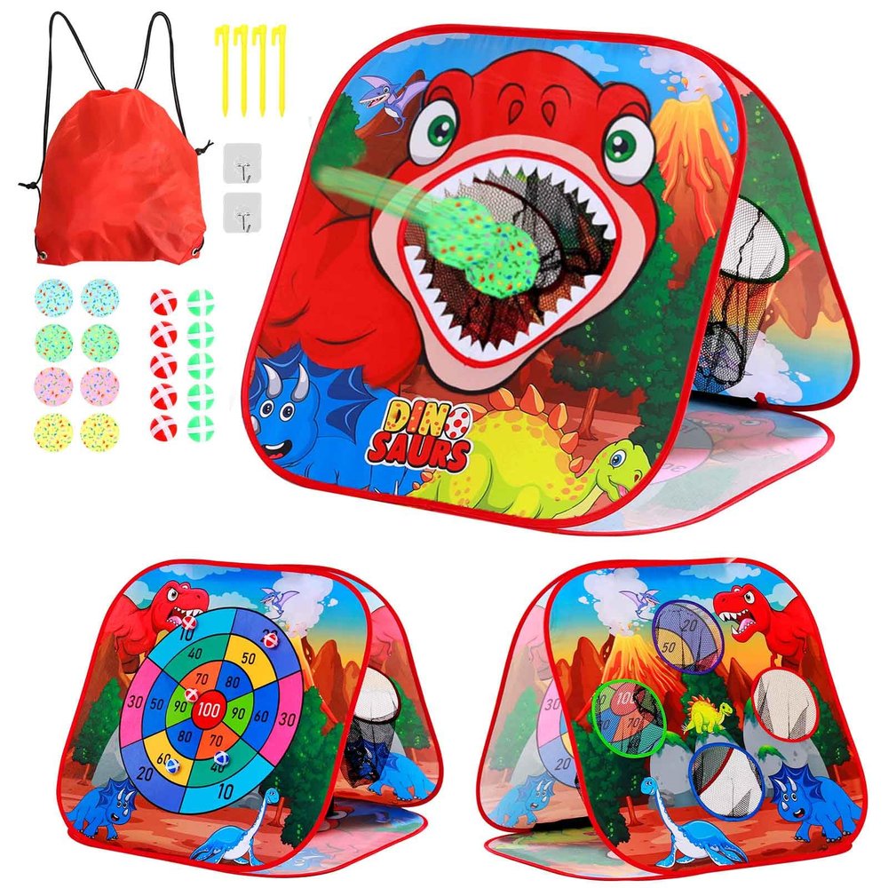 Bean Bag Toss Game Sets for Kids-3-in-1 Corn Hole Games for Kids,Kid Cornhole Game Set,Outside Backyard Outdoor Indoor Party Family Bean Bags Kid Tossing(Dinosaurs)