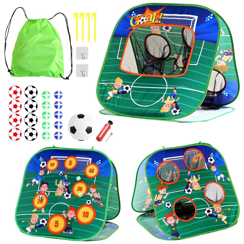 Bean Bag Toss Game Sets for Kids-3-in-1 Corn Hole Games for Kids,Kid Cornhole Game Set,Outside Backyard Outdoor Indoor Party Family Bean Bags Kid TossingSoccergoal