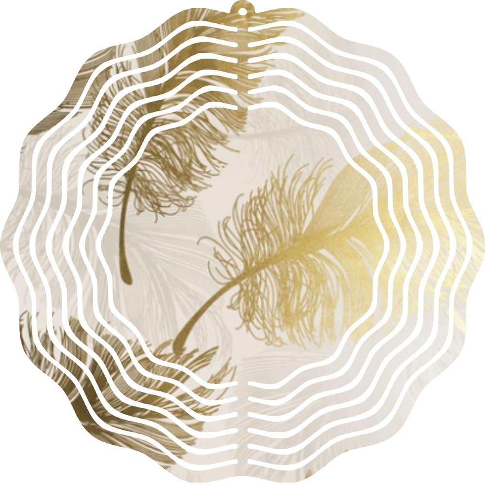 10" Metal Wind Spinner Golden Feather Outdoor Garden Decor Yard Art Home Decor
