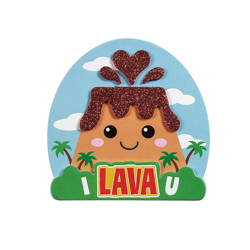 3 3/4" x 3 3/4" I Lava You Volcano Magnet Foam Craft Kit - Makes 12