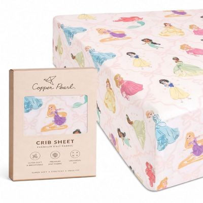 Premium Fitted Knit Crib Sheet/Toddler Sheet Disney Princess by Copper Pearl