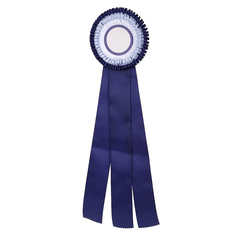 First Second Place Rosette Ribbon Badge, Exquisite Small Medal Award for Game Winners with Stylish Satin Design Blue (Blue)