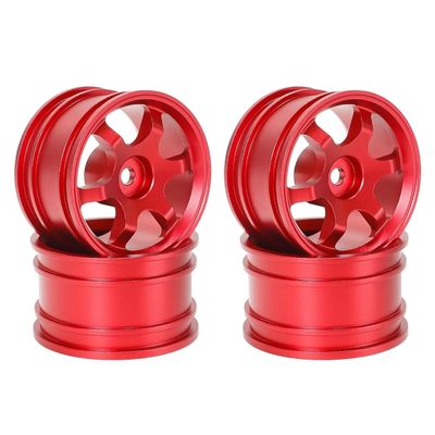 4pcs 42mm 1/10 RC On-Road Drift Racing Car Metal Wheel Rim Wheel Hubs for Tam-iya M03 M04 M05 M06 M07 MB-01 XM-01 Upgrade Parts(Red Type 02)