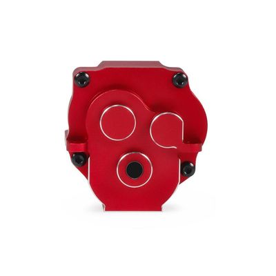MIVHQYBU Aluminum Transmission Gearbox Skid Plate Set with 11T Pinion Compatible with 1/18 Scale RC Crawler Compatible with Bronco Parts(Red Housing)