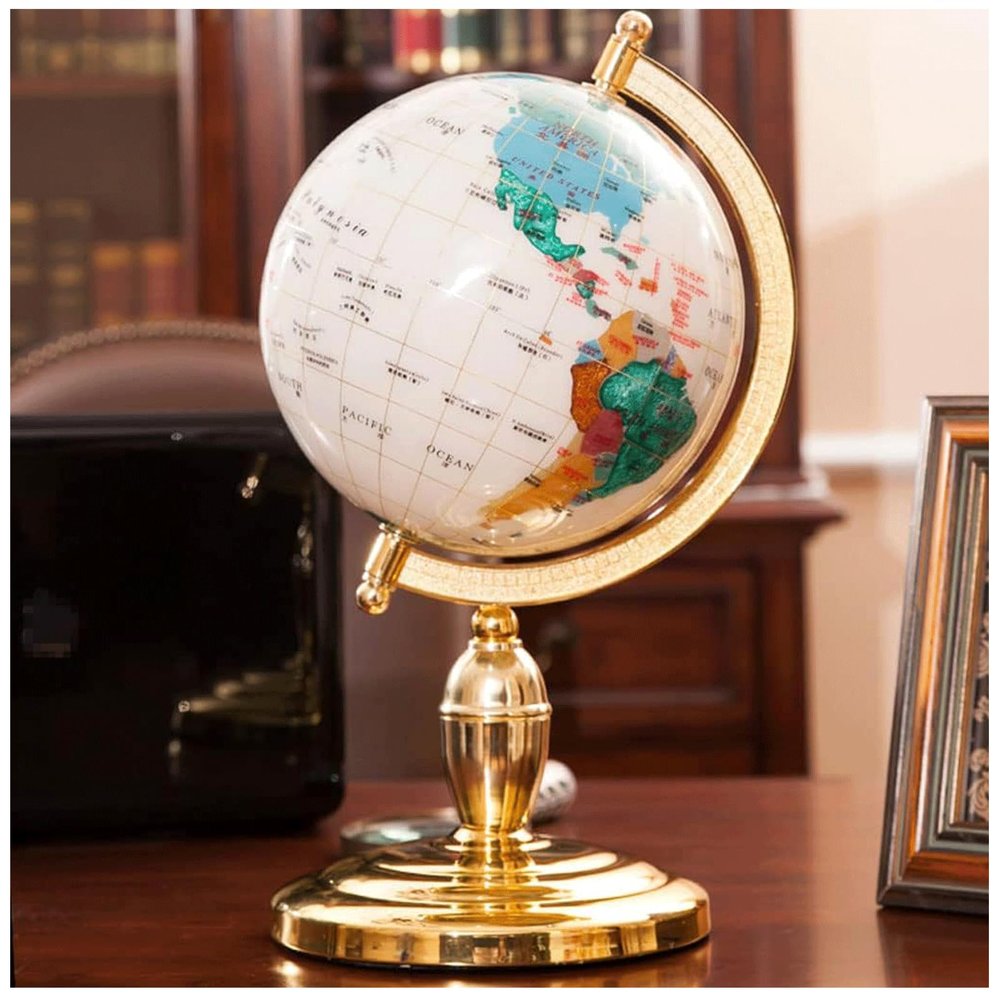 FADCAIYD Clear 360 Rotation Globe, World Globe with Aluminum Alloy Bracket, Earth Globe for Education Home Office Desk Bookshelf Decor Rotating