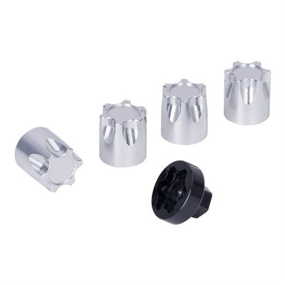 4 Piece Metal Wheel Rim Center Dust Cap Compatible with M4 Nut Compatible with 1/10 Scale RC Crawler Vehicle TF2 CC01(Silver)