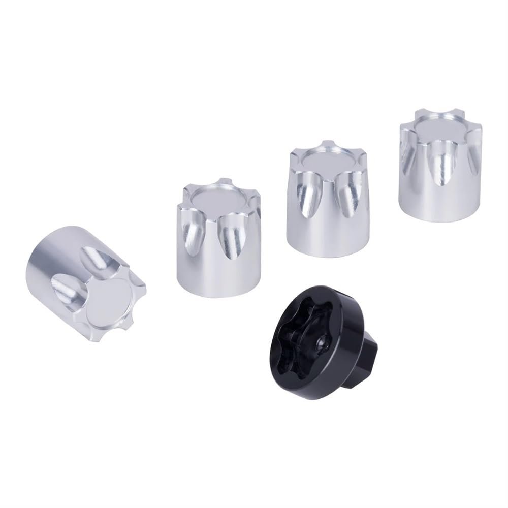 4 Piece Metal Wheel Rim Center Dust Cap Compatible with M4 Nut Compatible with 1/10 Scale RC Crawler Vehicle TF2 CC01(Silver)