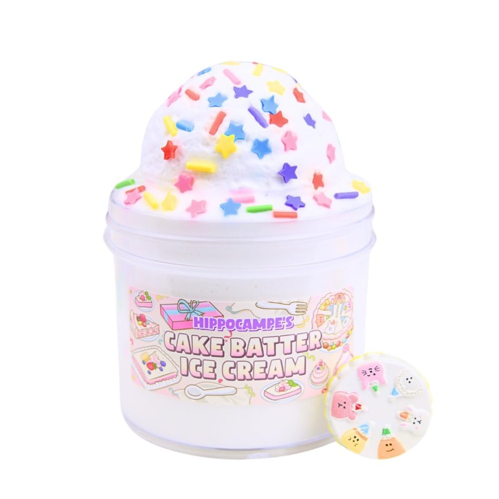 Cake Batter Ice Cream Slime (SCENTED) | Handmade Slime | Hippocampe Slimes (8OZ)