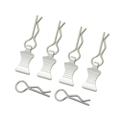 DUHWQ 4 Pcs Stainless Steel R Type Body Clips with Tab Suitable Compatible with 1/8 1/10 1/12 RC Crawler(Silver)