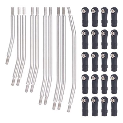 10Pcs Stainless Steel Links Rod Set with Ball End 313/324mm Wheelbase for 1/10 RC Crawler Car Axial SCX10 II 90046 Upgrade Parts (324mm)