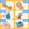hahaland Baby Toys 6-12 Months - Baby Toys 3-6 Months Montessori Toy for 6 Month Old, Sensory Toy for Babies Workout Weights Dumbbell Toy Set with Soft Rattles Mirror, Easter Gifts for Baby view 3