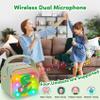 Dinosaur Karaoke Machine for Kids, Portable Mini Karaoke Machine with 2 Wireless Microphones, 4 5 6 7 8 9 10 Years Old Girl Boy Easter Christmas Birthday Gift Colorful Lighted Speaker Party Toys view 4
