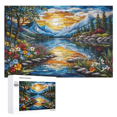 Stained Glass Flower 1000 Piece Puzzle for Adults, Adults Challenging Game Creative Kits, Impossible Puzzle, Family Decoration Puzzle