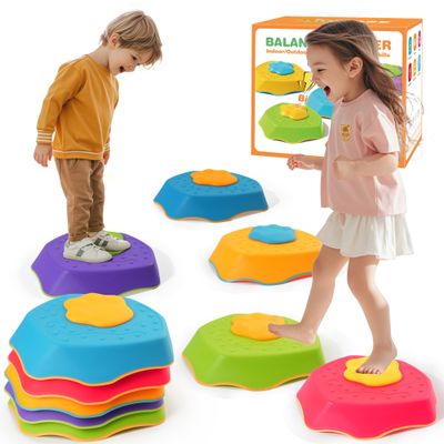 5-Pack Stepping Stones for Kids with Sound Effects - Balance & Coordination Toys for Toddlers Ages 3+, Indoor/Outdoor Play with Interactive Sensory Feedback