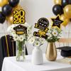 25 Pcs Gold and Black Class of 2026 Congrats Grad Table Centerpieces Congratulate Graduation Centerpiece Sticks for Graduation Party Decorations view 3