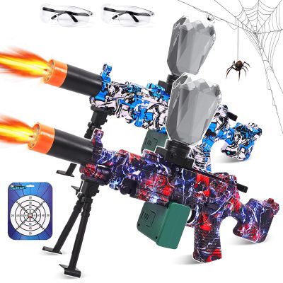 Carrtan 2 Pack Light Up Gel Ball Blasters, Full Auto Electric Splatter Ball Toy, 10 Rounds Per Seconds, 50000+, 700 Hopper, Automatic Outdoor Games Toys for Activities Team Game, Age 12+ Year Up