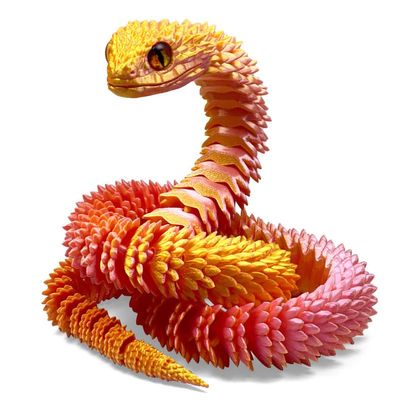 30 Inch 3D Printed Snake - Movable Articulated Snake, Perfect 3D Printed Animals for Educational Toys! Must-Have Toys for Kids and Collectors, Home Office Executive Desk Decor (Pink Gold)