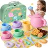 Golray Silicone Tea Sets for Toddlers 3-5, 22pcs Washable Tea Party Set with Storage Box/ Picnic Cloth, Pretend Play Kitchen Accessories Birthday Gifts Girls Toys for Kids 3 4 5 6 Years Old view 1