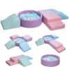Hoohtoot Foam Climbing Blocks for Toddler: with 4-Piece PU Leather Climbing Toys and a Ball Pit - Foam Ball Pit for Toddlers - Climbing Toys Indoor for Kids Crawling (Purple Climbing Blocks) view 1