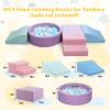Hoohtoot Foam Climbing Blocks for Toddler: with 4-Piece PU Leather Climbing Toys and a Ball Pit - Foam Ball Pit for Toddlers - Climbing Toys Indoor for Kids Crawling (Purple Climbing Blocks) view 2