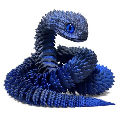 30 Inch 3D Printed Snake - Movable Articulated Snake, Perfect 3D Printed Animals for Educational Toys! Must-Have Toys for Kids and Collectors, Home Office Executive Desk Decor (Black Blue)