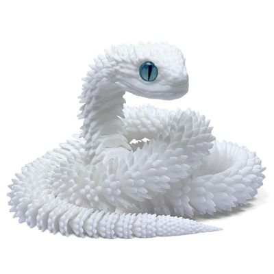 30 Inch 3D Printed Snake - Movable Articulated Snake, Perfect 3D Printed Animals for Educational Toys! Must-Have Toys for Kids and Collectors, Home Office Executive Desk Decor (White)