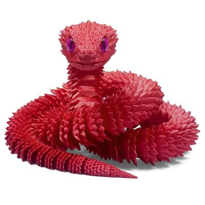 30 Inch 3D Printed Snake - Movable Articulated Snake, Perfect 3D Printed Animals for Educational Toys! Must-Have Toys for Kids and Collectors, Home Office Executive Desk Decor (Red)