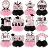 12Pcs Pink Graduation Decorations Honeycomb Centerpieces, Class of 2026 Graduation Centerpieces for Tables Pink and Black Congrats Grad Graduation Table Decorations, Pink Graduations Table Toppers view 1