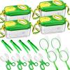 Halloscume 4 Sets Bug Catcher for Kids Students Insect Catching Kit Collector Bug Box with House, Butterfly Net, Tweezer, Cage Habitats Container Collection Explorer Gift (Green) view 1