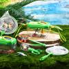 Halloscume 4 Sets Bug Catcher for Kids Students Insect Catching Kit Collector Bug Box with House, Butterfly Net, Tweezer, Cage Habitats Container Collection Explorer Gift (Green) view 4