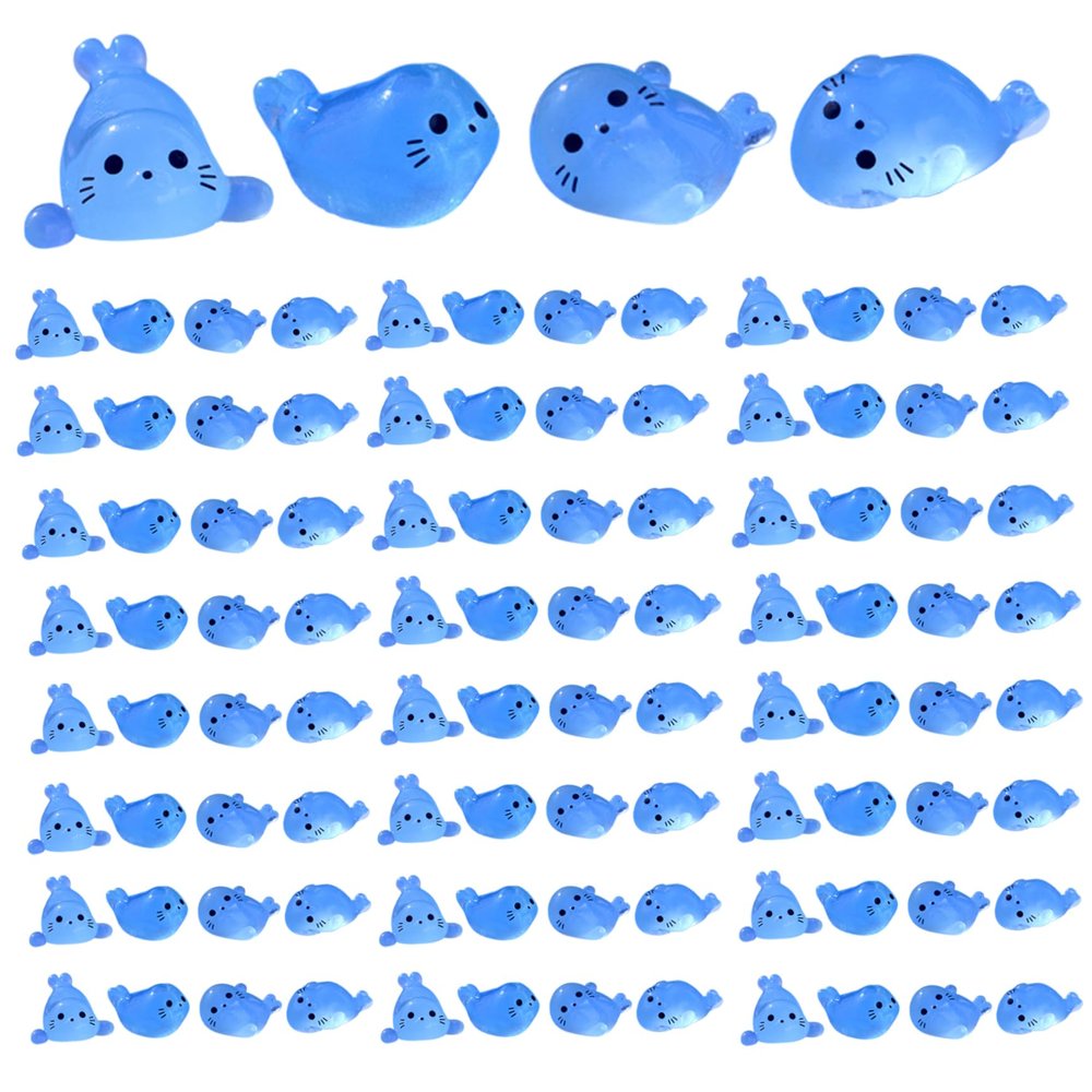 100Pcs Mini Resin Animals Cute Seals Luminous Mini Sea Creatures 4 Styles Seal Pup Glow In The Dark Mini Sea Animals Diy Tiny Animals Figures For Fairy Garden Landscape Aquarium,Mini Sea Creatures