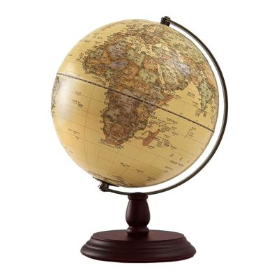 Antique Globe with Metal Arc and Wooden Base Vintage Decorative Political Desktop World Geographic Globe for Home and Office