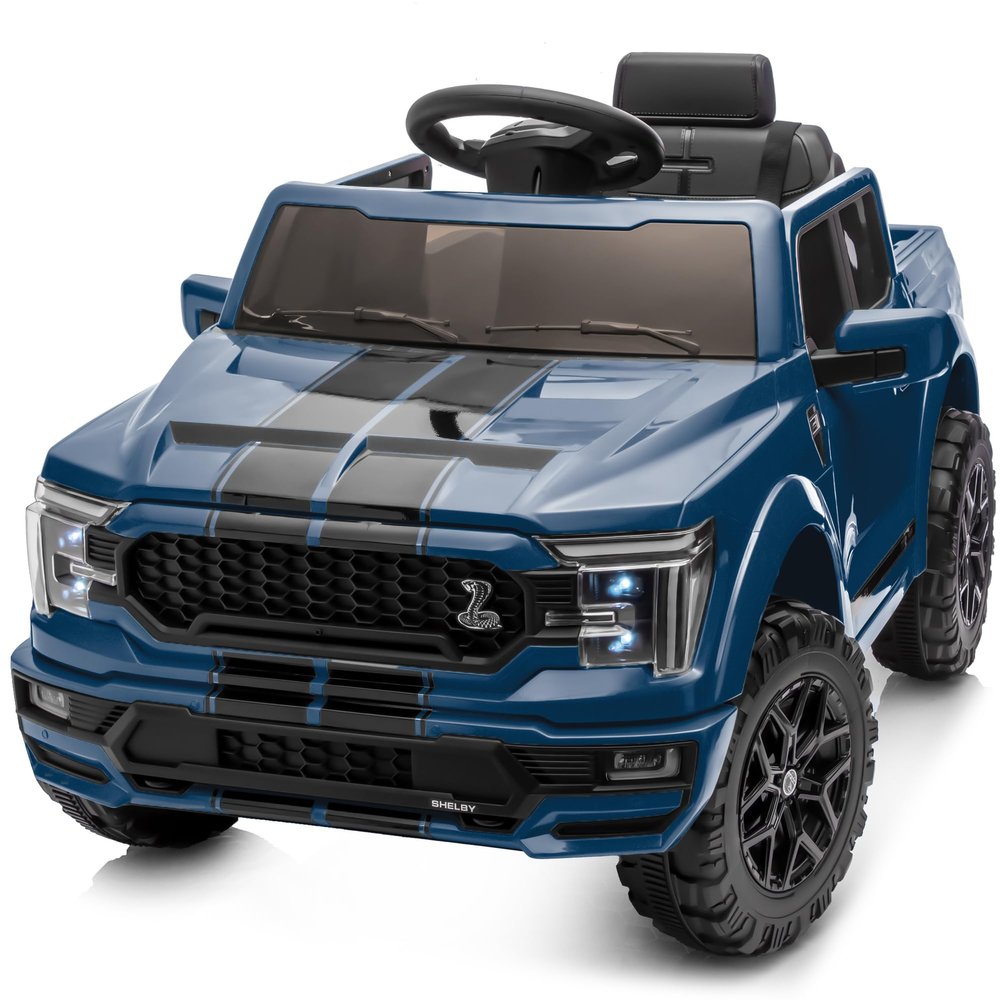 Hikiddo Licensed Ford Shelby F-150 24V Ride on Toy for Kids, Electric Car w/Remote Control, 400W Motors - Blue