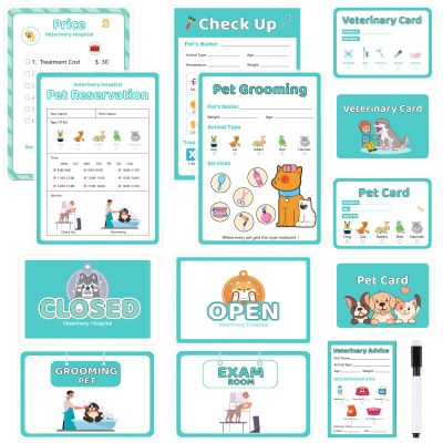 8 PCS Pretend Play Vet Kit Animal Care Pretend Play Pretend Play Veterinarian Supplies Pretend Vet Notepad Kids Double-Sided Imagination Playtime Pads Doctor 30 Pages with Pen for Toddler