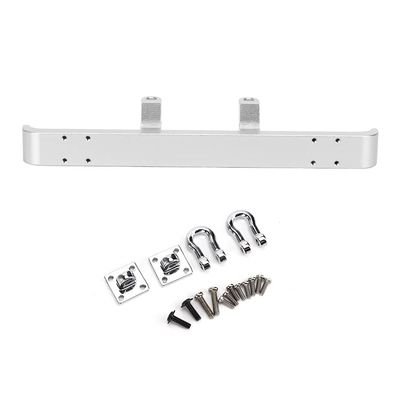 Aluminum Front Bumper for MN-D90 MN-99 MN-91 FJ-45, Silver CNC Machined Anti-Collision Board, RC Car Upgrade Part with U-Hooks, 5.51 Inch