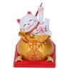 Lucky Cat Waving Arm Lucky Cat, Solar Fortune Vivid and Lovely Chinese Cat Statue Decoration for Front Desk, Car, Grand Opening, Business Openings (Gold) view 2