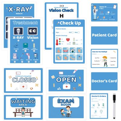 8 PCS Kids Pretend Play Doctor Set Hospital Playset for Kids Pretend Play Doctor Accessories Educational Doctor Kit Doctor Role Play Kit Double-Sided 30 Pages Pads with Pen for Toddlers