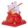 Lucky Cat Waving Arm Lucky Cat, Solar Fortune Vivid and Lovely Chinese Cat Statue Decoration for Front Desk, Car, Grand Opening, Business Openings (Red) view 3