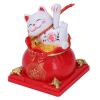 Lucky Cat Waving Arm Lucky Cat, Solar Fortune Vivid and Lovely Chinese Cat Statue Decoration for Front Desk, Car, Grand Opening, Business Openings (Red) view 4