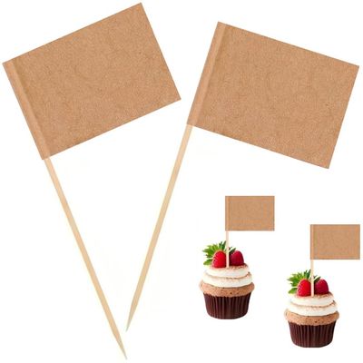 100 Pcs Blank Toothpick Flags Cheese Markers Food Labels for Party Buffet Cheese Labels for Charcuterie Board Cocktail Picks for Appetizers (Kraft)