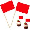 100 Pcs Red Flag Blank Toothpick Flag Small Mini Labeling Marking DIY Stick Flags for Cocktail Fruit Cupcakes Toppers Food Decorations (Red) view 1