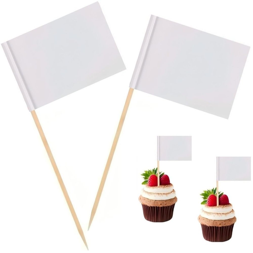 100 Pcs Blank Toothpick Flags Cheese Markers Food Labels for Party Buffet Cheese Labels for Charcuterie Board Cocktail Picks for Appetizers (White)
