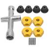 12mm Wheel Hex Adapter Cross Wrench Set for 1/10 RC Car, NonSlip Nut Kit Aluminum Alloy Material (Gold) view 1