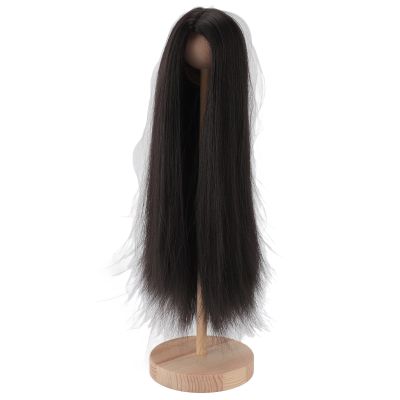1/4 Ball Jointed Doll Wig Long Straight Hair Soft Silk Wig for Projects Fits 7 To 8in Dolls, Simulated Scalp for Appearance (Black)