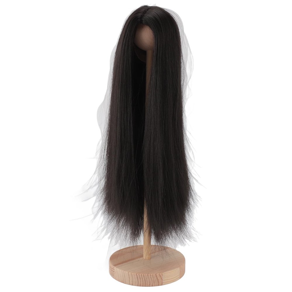 1/4 Ball Jointed Doll Wig Long Straight Hair Soft Silk Wig for Projects Fits 7 To 8in Dolls, Simulated Scalp for Appearance (Black)